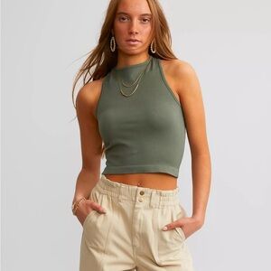 Free People Olive Green Tank Top